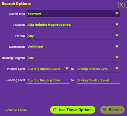 Search Options in Simplified version.